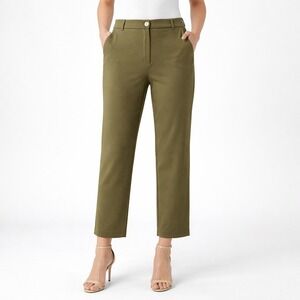 Marella Dress Pants Le Tri + Facile - Straight Leg Trousers Olive Green Size 10